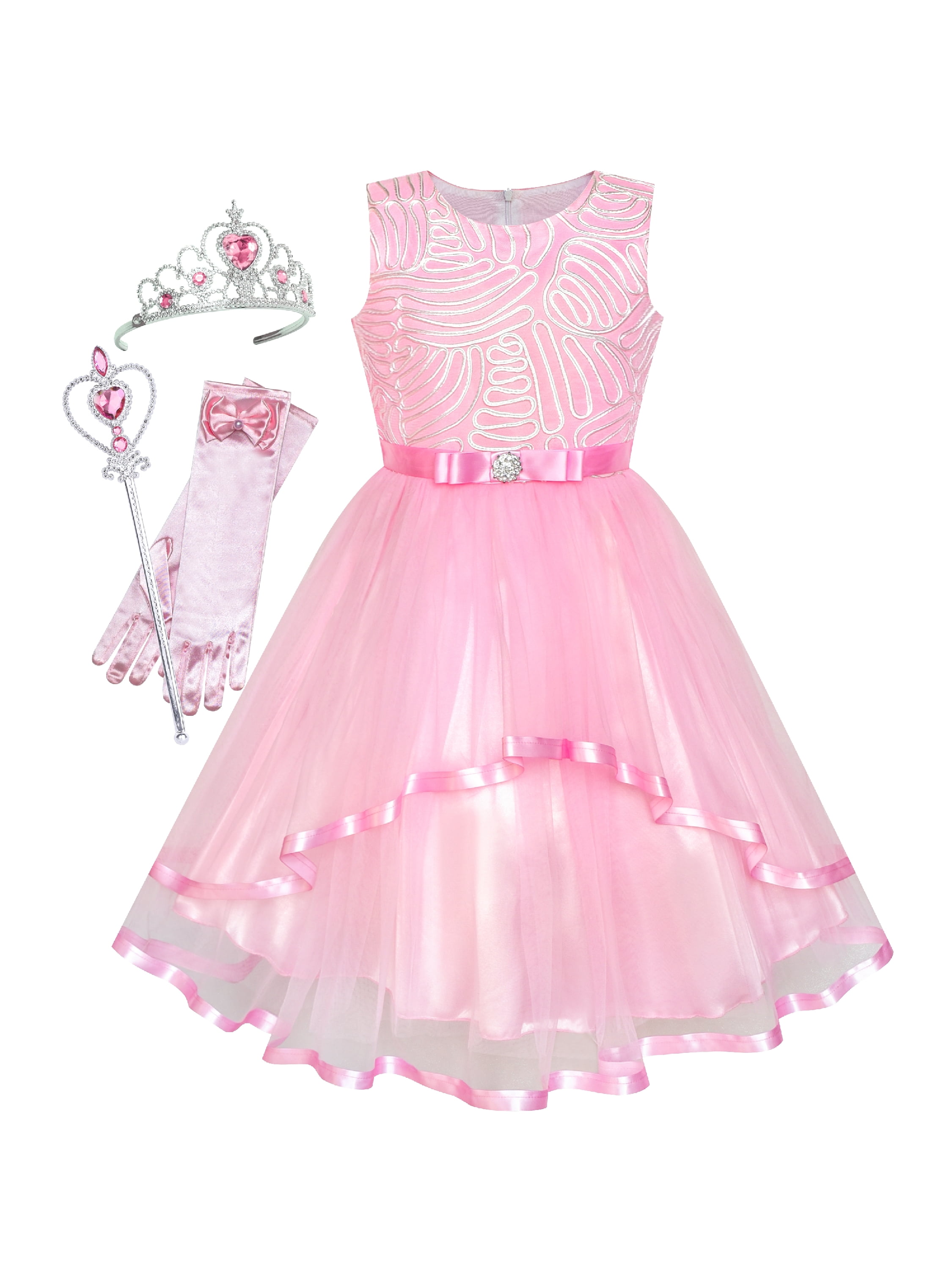 Flower Girls Dress Pink Princess Crown ...